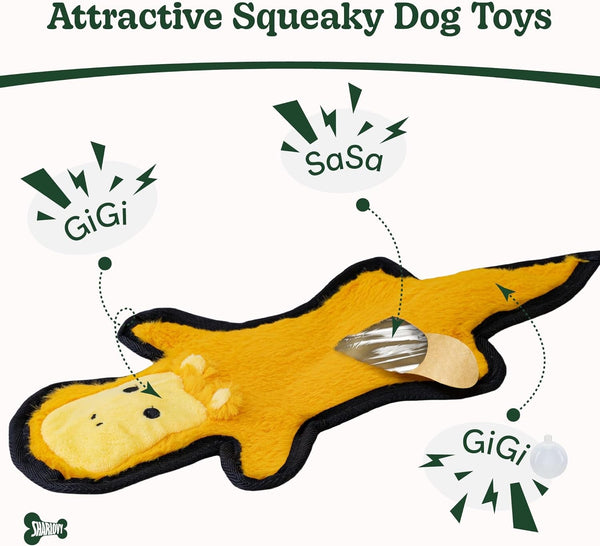 SHARLOVY No Stuffing Dog Toys Crinkle Squeaky, Long Lasting Chews for Aggressive, Durable Plush Dog Puppy Chew Toys for Teething, with 6 Tough Layers for Small Medium Large Breed-5Pack,Large3