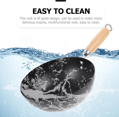 Small Wok 14.56 Inch Japanese Iron Non-Stick round Bottom Gas Stove Pan for Home Kitchen Cooking Bbq Stir Fry8