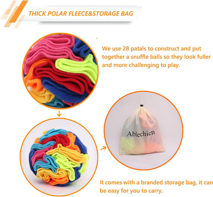 Ablechien Snuffle Ball - Snuffle Ball for Small Dogs, Interactive Dog Toys to Keep Them Busy, Puppy Dog Puzzle Toy with Storage Bag Machine Washable3