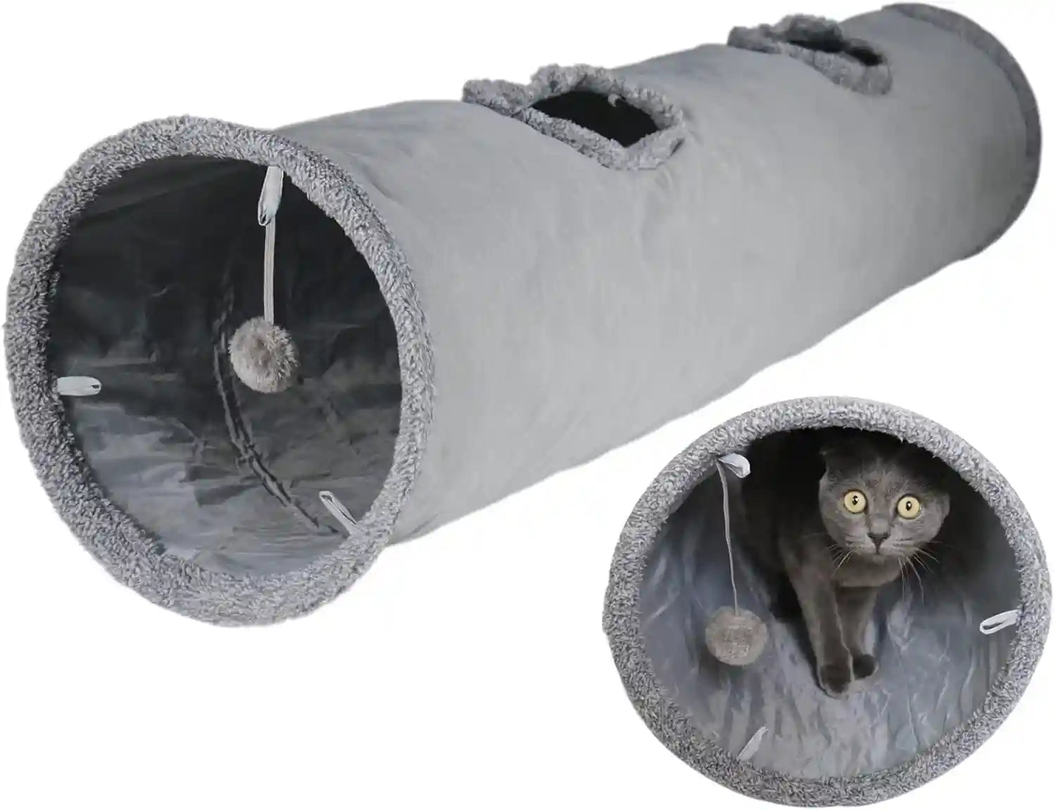 cat-tunnel-for-indoor-cats-51-12-inch-foldable-big-cat-tunnel-grey-suede-pet-tunnels-with-two-peepholes-and-a-bubble-ball