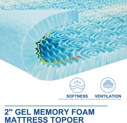 2 Inch Memory Foam Mattress Topper Twin XL, Twin Extra Long Mattress Pads for College Dorm Single Bed, Pressure Relieve Certipur-Us Certified, 39X80 Inches, Blue2