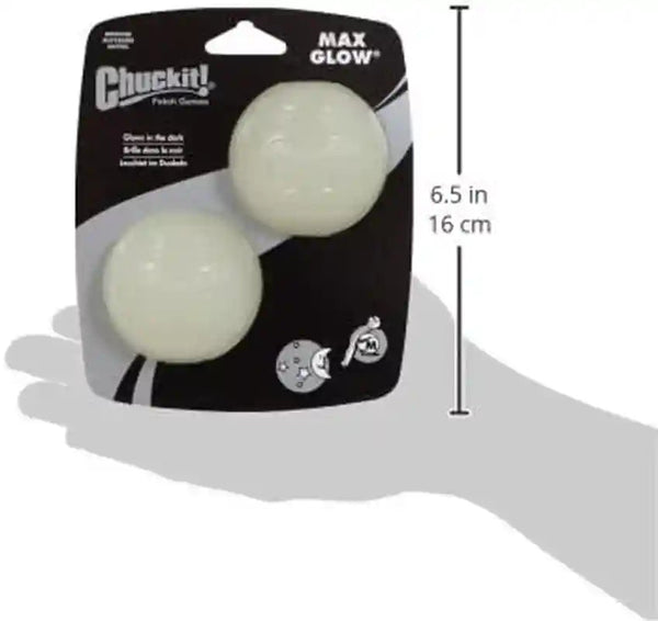 Chuckit! Glow in the Dark Bouncy Balls - Ball for Dogs, Chuckit Dog Toy, Max Glow Balls - Medium, 2.5 Inch Pack of 23