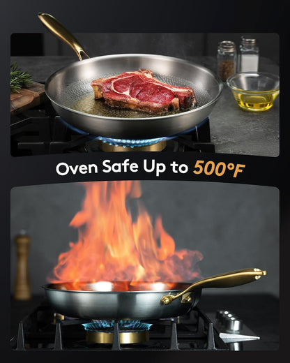 Titanium Pans for Cooking, Ø12In with Lid, Au Grantin Pan | Hammered Chef-Grade Design | Pfas/Pfoa/Ptfe-Free | Induction, Dishwasher & Oven-Safe5