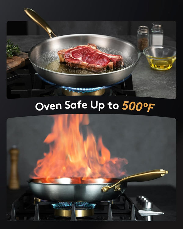 Titanium Pans for Cooking, Ø12In with Lid, Au Grantin Pan | Hammered Chef-Grade Design | Pfas/Pfoa/Ptfe-Free | Induction, Dishwasher & Oven-Safe5