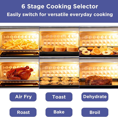 Home, 16.5 Qt Air Fryer Oven, with Steam Infusion, Black, Convection Countertop Oven, 6 Cooking Functions, 200–450°F Temperature Control, Interior Light, Fry Basket & Baking Tray Included3