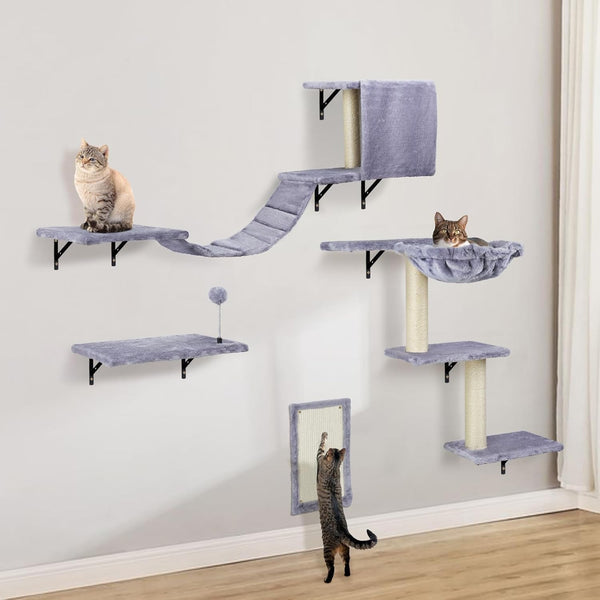 Cat Wall Shelves, Space-Saving Wall-Mounted Cat Climbing Set for Large Cats | Multi-Level Climbing System, Wall Furniture, Bed, Steps, Hammock, Wall Scratcher, Indoor Cat 40 Lbs Small Place Corner Room9