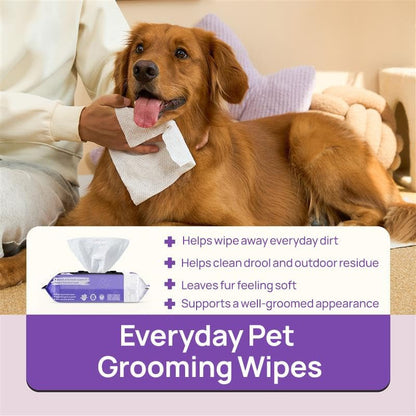 HICC PET Pet Cleaning Wipes for Dogs & Cats, Paws & Coat, 100 Count | Pearl-Textured, with Fermented Coconut Oil and Damask Rose, for Face and Rear-End Cleaning after Walks or between Baths2