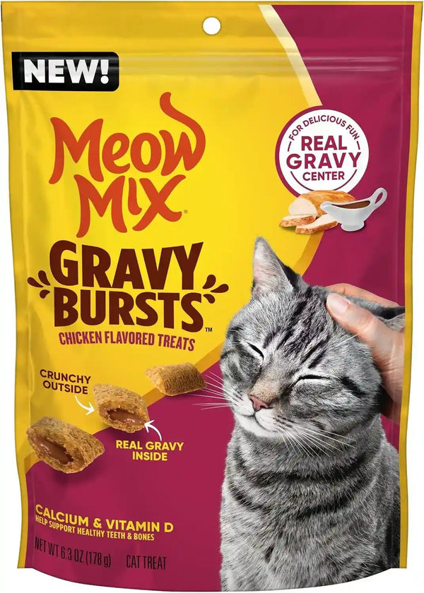 Meow Mix Gravy Bursts Dry Cat Food, 3 Lb Bag | Crunchy Cat Kibble, Gravy Filled Pieces, 100% Complete & Balanced Nutrition for Adult Cats, High Quality Protein12