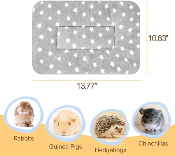 3PCS Rabbit Bed, Soft Bunny Bedding, Fleece Guinea Pig Blanket | Warm Plush Sleeping Mat, Cage Liner for Hamster Ferret Squirrel Hedgehog Rat2