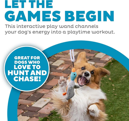 Outward Hound Tail Teaser Interactive Dog Wand Toy with Squeaky Plush Teaser and Crinkle Sounds for Active Play, Multicolored2