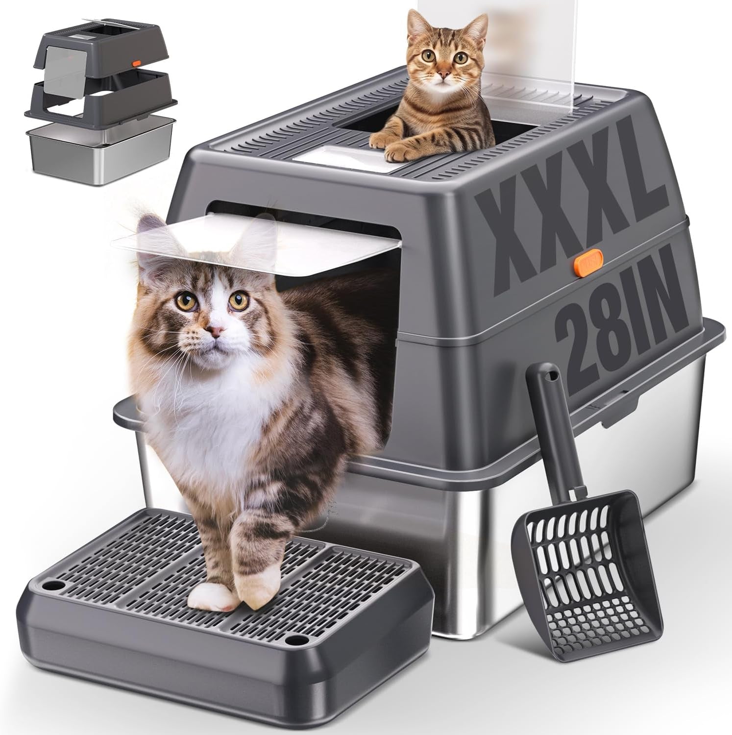 xxxl-stainless-steel-litter-box-with-lid-extra-large-28-lx20-dx18-1-h-litter-box-for-big-cats-enclosed-jumbo-metal-litter-boxes-with-removable-cover-footboard-anti-leakage-odorless
