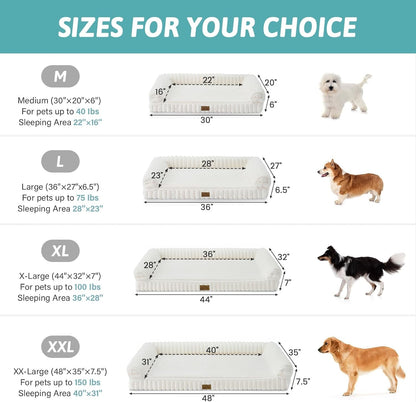 COZY KISS Ultra Soft Faux Rabbit Fur Dog Bed for Medium Dogs – 36"X27" Orthopedic Foam Couch, Removable Washable Cover & Waterproof Lining, Cream2