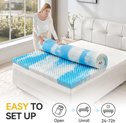 2 Inch Egg Crate Memory Foam Mattress Topper Twin Size, Soft Mattress Pad for Back Pain Relief, Bed Topper, Certipur-Us Certified, Blue7