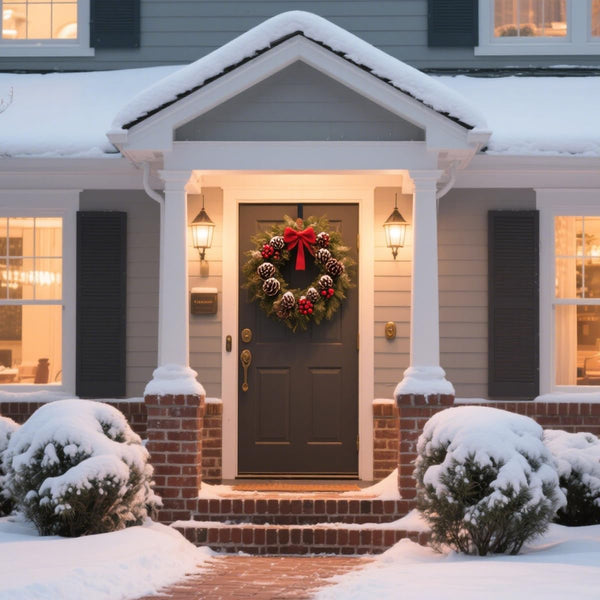 15" Wreath Hanger for Front Door, over the Door Wreath Hook | No Drilling or Screws. Protects Doors, Closes Normally, Holds 22 Lbs for Holiday & Seasonal Décor. Black, 1 Pack7