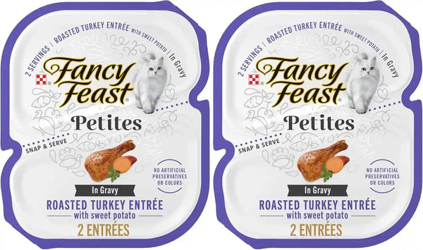 Purina Fancy Feast Petites with Roasted Turkey Entrée with Sweet Potato in Gravy Gourmet Wet Cat Food - (Pack of 12) 2.8 Oz. Tubs12