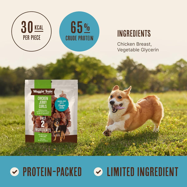 Waggin' Train Chicken Jerky Curls Dog Treats, Made with 100% Real Chicken Breasts, Only Two All-Natural Ingredients, Great High Protein Dog Treat, Easily Digestible for Big or Small Dogs, 16 Oz. Pouch3