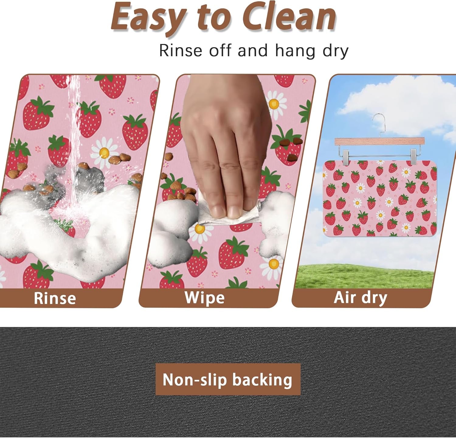 cute-strawberry-flower-dog-cat-food-mat-pink-absorbent-pet-feeding-mat-with-rubber-backing-non-slip-water-bowl-placemat-indoor-pet-accessories-supplies-12x20
