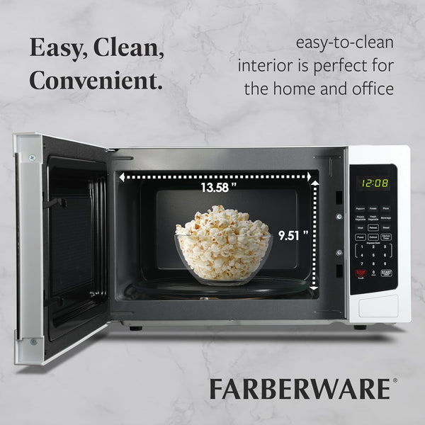 1.1 Cu. Ft. Countertop Microwave Oven – 1000 Watts Power, Auto Cook Settings, Defrost, Easy Clean and Child Safety Lock - White5