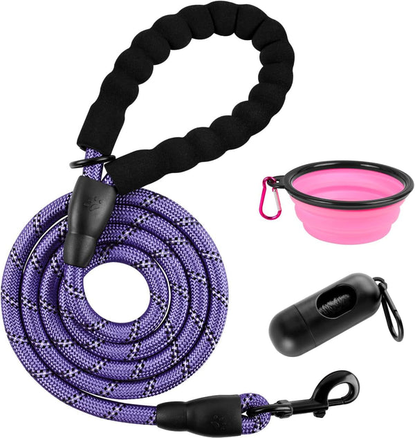 BARKBAY Dog Leashes for Large Dogs Heavy Duty Dog Leash 4/5/6 FT with Comfortable Padded Handle and Highly Reflective Threads for Medium Large Dogs Walking Training Running (5Ft-1/2'',Pink)45