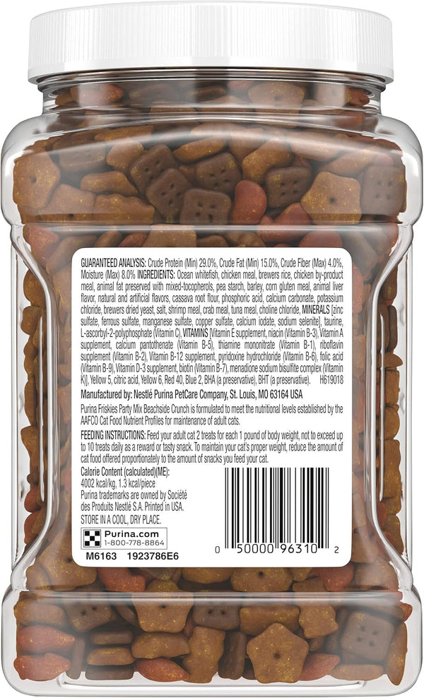 Purina Friskies Party Mix Cat Treats, Beachside Crunch, Made with Ocean Whitefish, Crunchy Cat Treats for Adult Cats, 20-Ounce Resealable Canister (Pack of 2)3