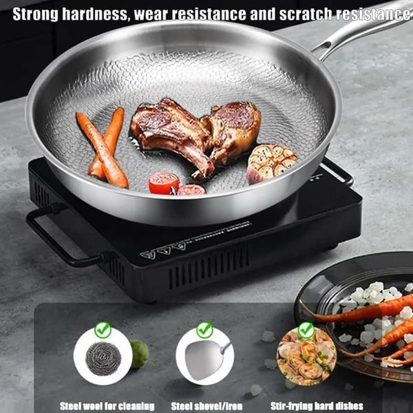 Titanium Pan with Lid, 100% Pure Titanium Hammered Pans Pro for Cooking, Non Stick Titaniums Frying Pans Ultra-Durable & Scratch-Resistant, Perfect for Every Cooktop (With Lid,11.02 In)2