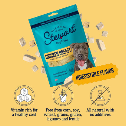 Stewart Freeze Dried Dog Treats, 100% Chicken Breast, 2.5 Oz Pouch | Premium Quality Raw Protein, Single Ingredient, High Protein Training Treats & Food Topper, No Refrigeration, Cat Friendly2