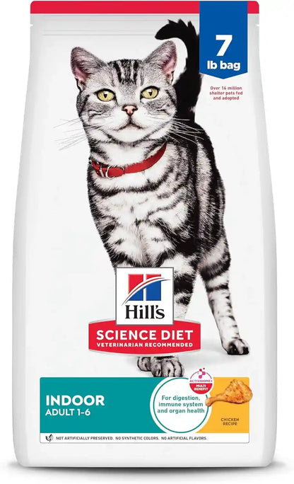 Hill'S Science Diet Adult 1-6 Indoor Dry Cat Food, Chicken, 7 Lb. Bag | #1 Veterinarian Recommended, Chicken Recipe, 7 Lb. Bag1
