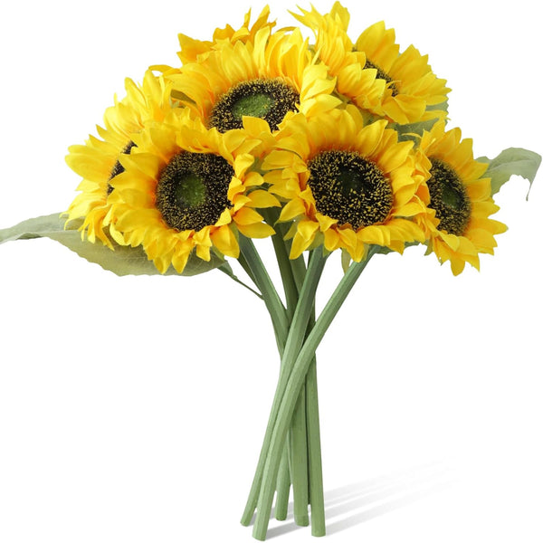 7Pcs Realistic Silk Sunflowers Artificial Flowers,12.6''Fake Sunflowers with Adjustable Long Stem&Detachable Flower Head,Perfect for Home Decor,Wedding,Diy,Sunflowers Decoration for Indoor&Outdoor1