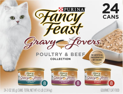 Purina Fancy Feast Gravy Lovers, Poultry & Beef Wet Cat Food, 3Oz, 24-Pack1