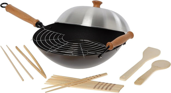 Joyce Chen 22-9938, Pro Chef 14 Inch 10 Piece Excalibur Non-Stick Wok Set1