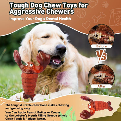BIKIISEN Squeaky Dog Toys for Aggressive Chewers for Large Dogs, Interactive Chew Toys to Keep Them Busy, Indestructible Toys, Tough Toys for Medium Large Dogs (Red)4