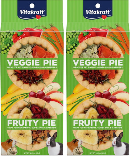 Vitakraft Veggie & Fruity Pie Treat for Pet Rabbits, Guinea Pigs, and Hamsters, 2 Pies,Brown,24" X 50", 1.27 Ounce (Pack of 1)10