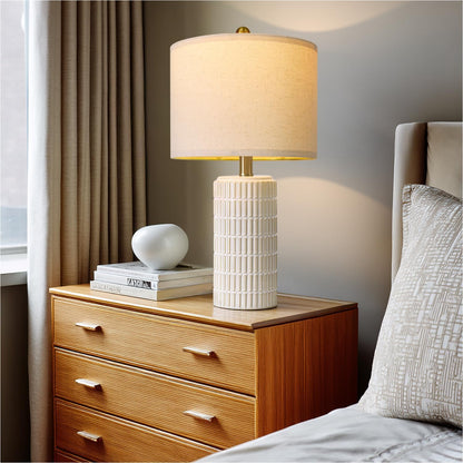 20.75" Small Modern Ceramic Table Lamps Set of 2 for Bedroom, White | Bedside Lamps for Nightstands, Farmhouse Home Decor, End Table & Desk Light, Ideal Housewarming New Home Gift for Women Mom5