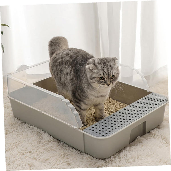 Luxshiny Detachable Small Gray Cat Litter Pan Potty with Anti-Splashing Design Plastic Half-Enclosed Cat Toilet for Kitten Housebreaking9