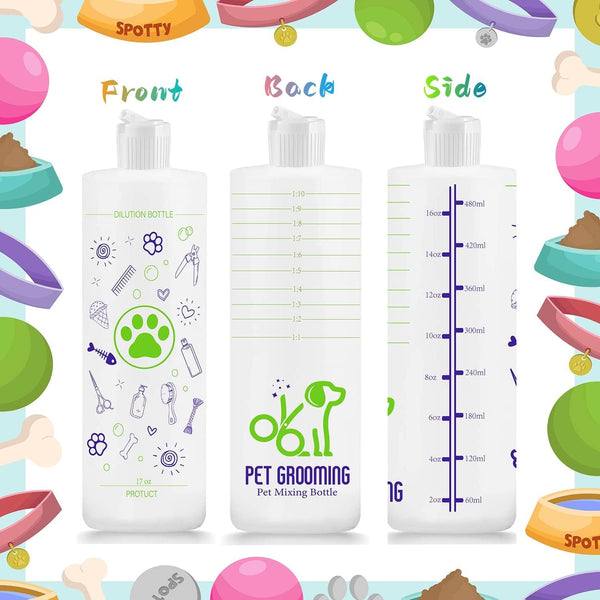 2 Pack Pet Shampoo Dilution Bottles, Specialties Mixing Bottle for Concentrated Dog Shampoo and Conditioner Grooms (2)2