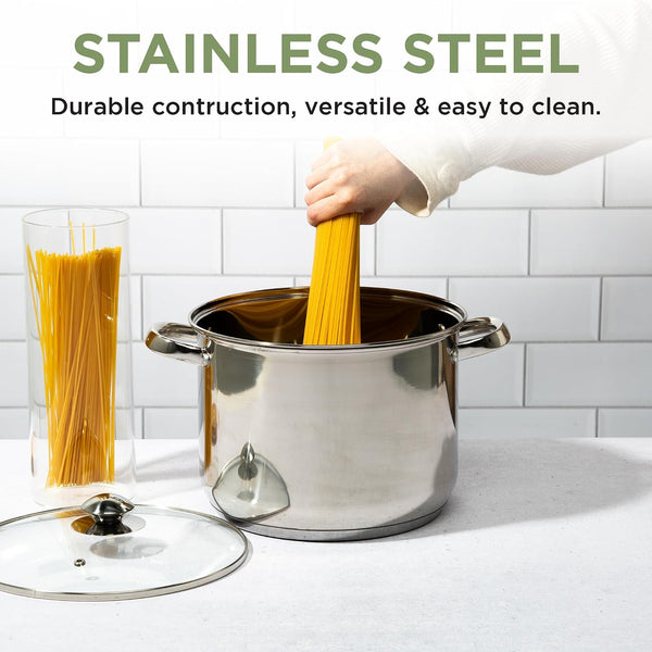 Stainless Steel Stock Pot, Encapsulated Induction Ready Cooking Pot with Glass Lid, Oven Safe, Dishwasher Safe Soup Pot, 8-Quart3
