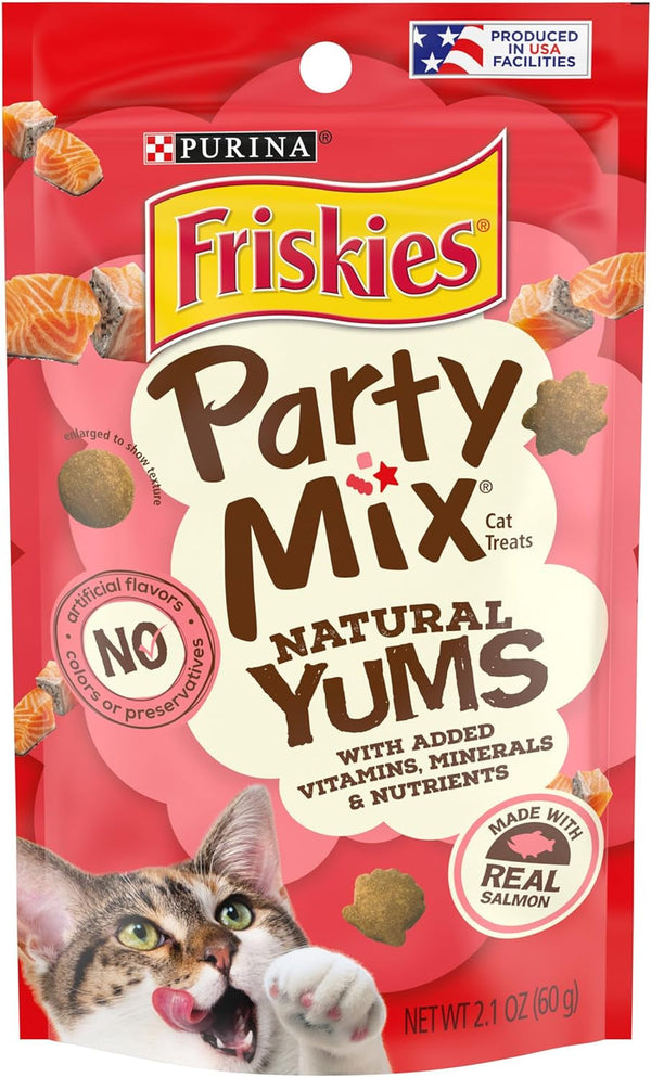 Purina Friskies Natural Cat Treats Party Mix Natural Yums with Real Salmon and Added Vitamins, Minerals and Nutrients - 20 Oz. Canister13