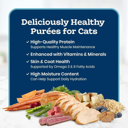 Blue Buffalo Tastefuls Purées Variety Pack Wet Cat Food Complement (Salmon, Chicken, Tuna, Beef) Made with Natural Ingredients, for All Life Stages, 3-Oz. Resealable Pouches (12 Count)3