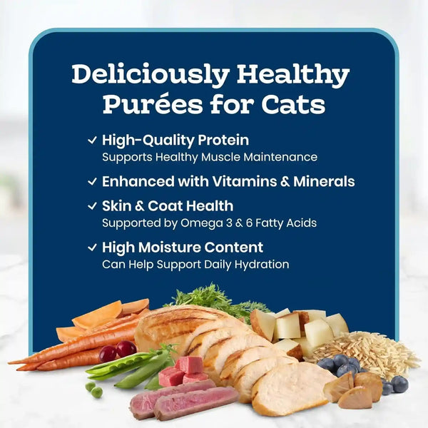Blue Buffalo Tastefuls Purées Variety Pack Wet Cat Food Complement (Salmon, Chicken, Tuna, Beef) Made with Natural Ingredients, for All Life Stages, 3-Oz. Resealable Pouches (12 Count)3