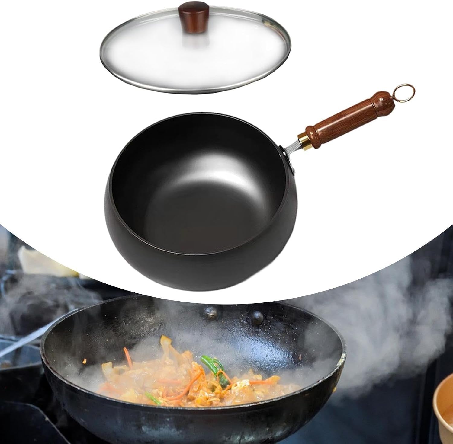 refined-iron-wok-with-wood-handle-and-glass-lid-9-45-in-flat-bottom-nonstick-stir-fry-pan-for-gas-induction-and-all-stovetops