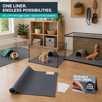 LUFTPETS Waterproof Guinea Pig Cage Liner Roll, 18X79 Cut to Fit Any Cage | Leakproof EVA Base under Fleece, Litter Boxes or Reptile Tanks. Non-Slip, Reusable, Wipe Clean8