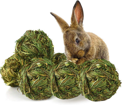 PINVNBY Hay Balls for Rabbits,4 PCS 100% Natural Timothy Hay Bunny Chew Toys Small Animal Teeth Grinding Activity Woven Play Ball for Rabbit,Guinea Pigs,Hamsters,Chinchillas9