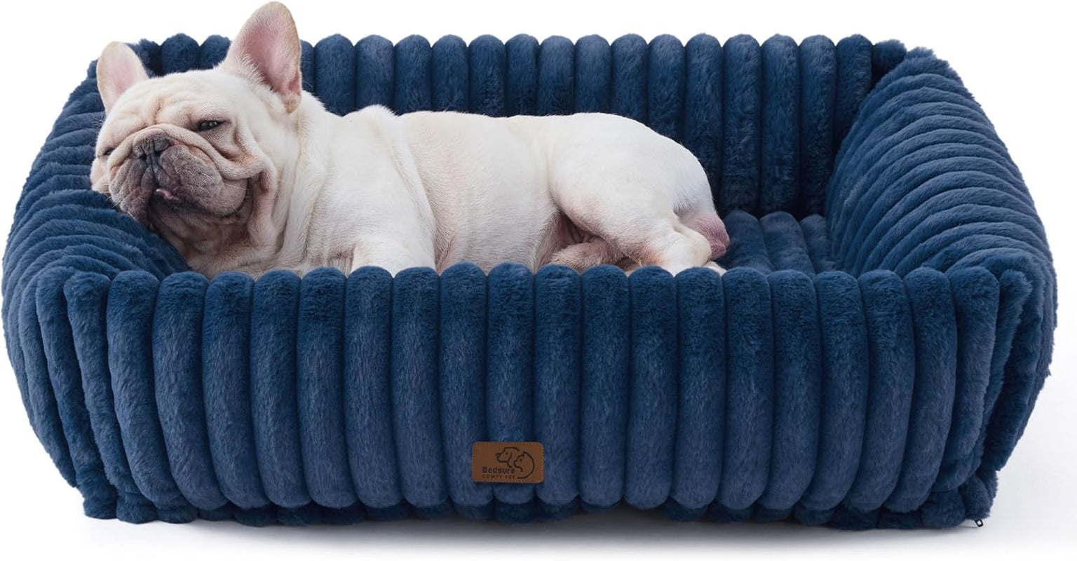 bedsure-comfyfleece™-cute-dog-bed-for-small-medium-dogs-washable-25in-cream-furry-puppy-beds-square-rectangle-orthopedic-corduroy-aesthetic-pet-beds-removable-zipper-cover-non-slip-bottom-up-to-15-lbs