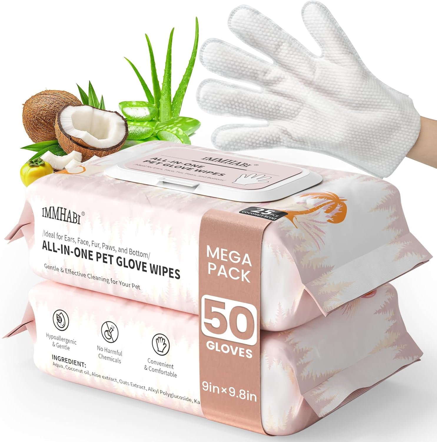 immhabi-50-count-cleaning-deodorizing-pet-glove-wipes-for-dogs-cats-hypoallergenic-dog-bath-wipes-with-natural-deodorizer-persimmon-tannin-pet-bathing-wipes-for-horse-coat-care-coconut-scent