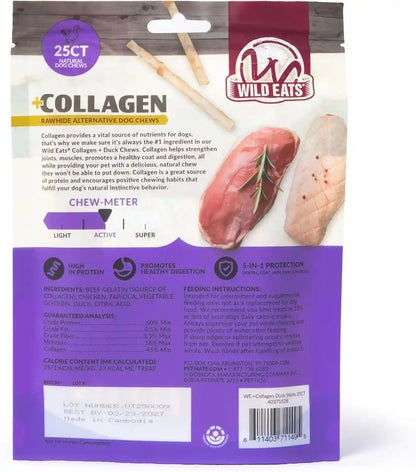 Wild Eats Real Duck Collagen Bully Sticks for Dogs, 25 Pack, Rawhide Free | No Hide Chew Treat Made without Grain, 5 Inch Size, High Protein, Satisfies Natural Gnawing Urges, Suits All Breeds9