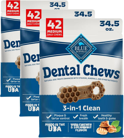 Blue Buffalo Dental Chews Medium Natural Dog Treats, Chicken & Spearmint 23-Oz Bag (28 Count)15