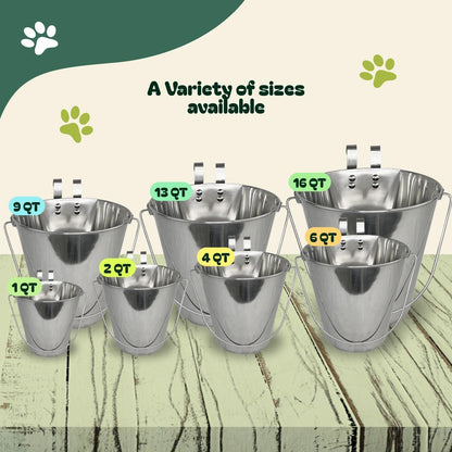 Advance Pet Products 4 Quart Stainless Steel Bucket with Dual Hook | Perfectly Fits on Kennels, Cages and Critter Crates | Heavy Duty Bucket for Pets Cleaning & Food Prep - Flat Sided Pail5