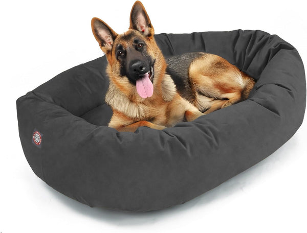 Majestic Pet 32 Inch Suede Calming Dog Bed Washable – Cozy Soft round Dog Bed with Spine Support for Dogs to Rest Their Head - Fluffy Donut Dog Bed 32X23X7 (Inch) - round Pet Bed Medium – Sage34