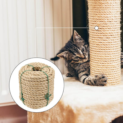 1/2 Inch Sisal Rope, 100 Feet Twisted Sisal Rope for Repairing, Recovering Cat Scratching Post, Bundling, Decoration, Wall Hangings, Tie Downs6