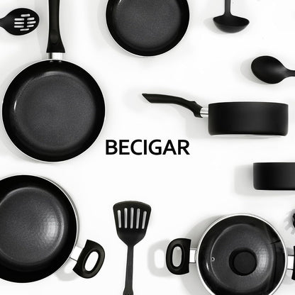 8 Pcs Ceramic Pots and Pans Set | Nonstick Cookware Set, Design for Kitchen & Camping & RV Cooking, Include Frying Pans, Saucepans with Lids, Shovel and Ladle4